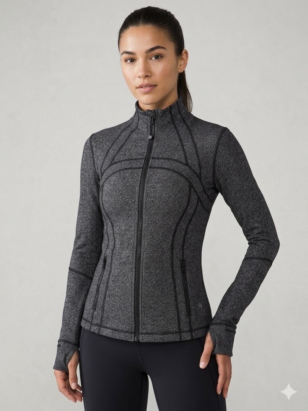 Lululemon Define Jacket Luon Heathered Black Gray Full Zip Womens Size 6